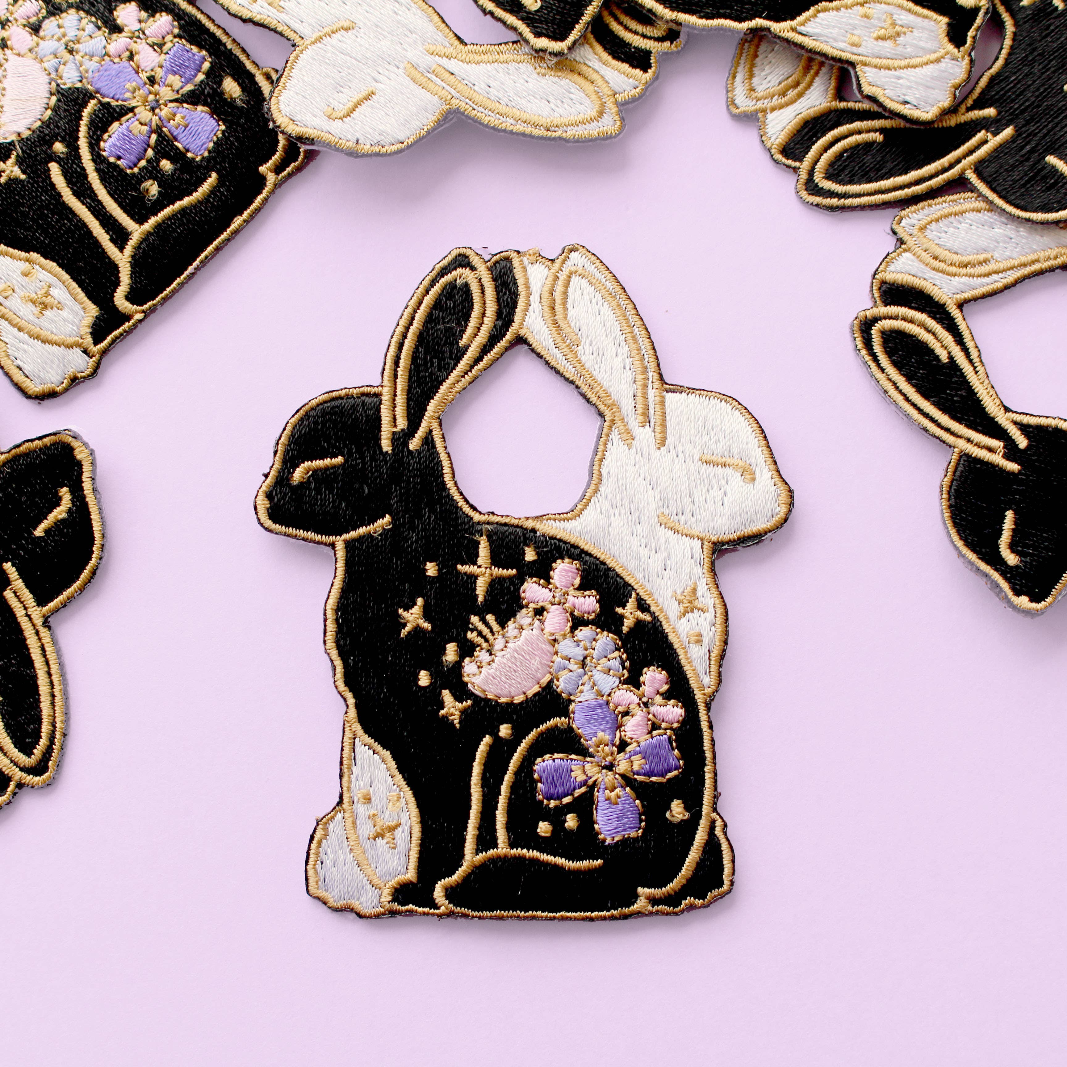 Floral Rabbits - Embroidered Patch