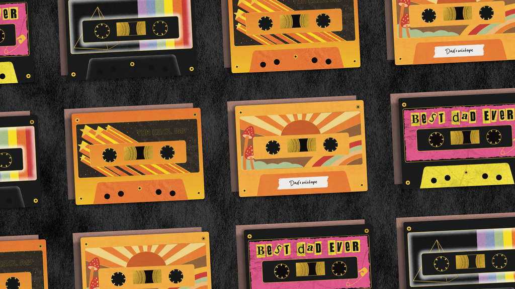 70s Cassette Foiled A6 - Greeting card
