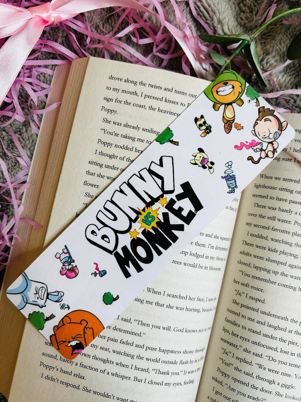 Bunny vs. Monkey Children’s Bookmark – Fun & Quirky Design
