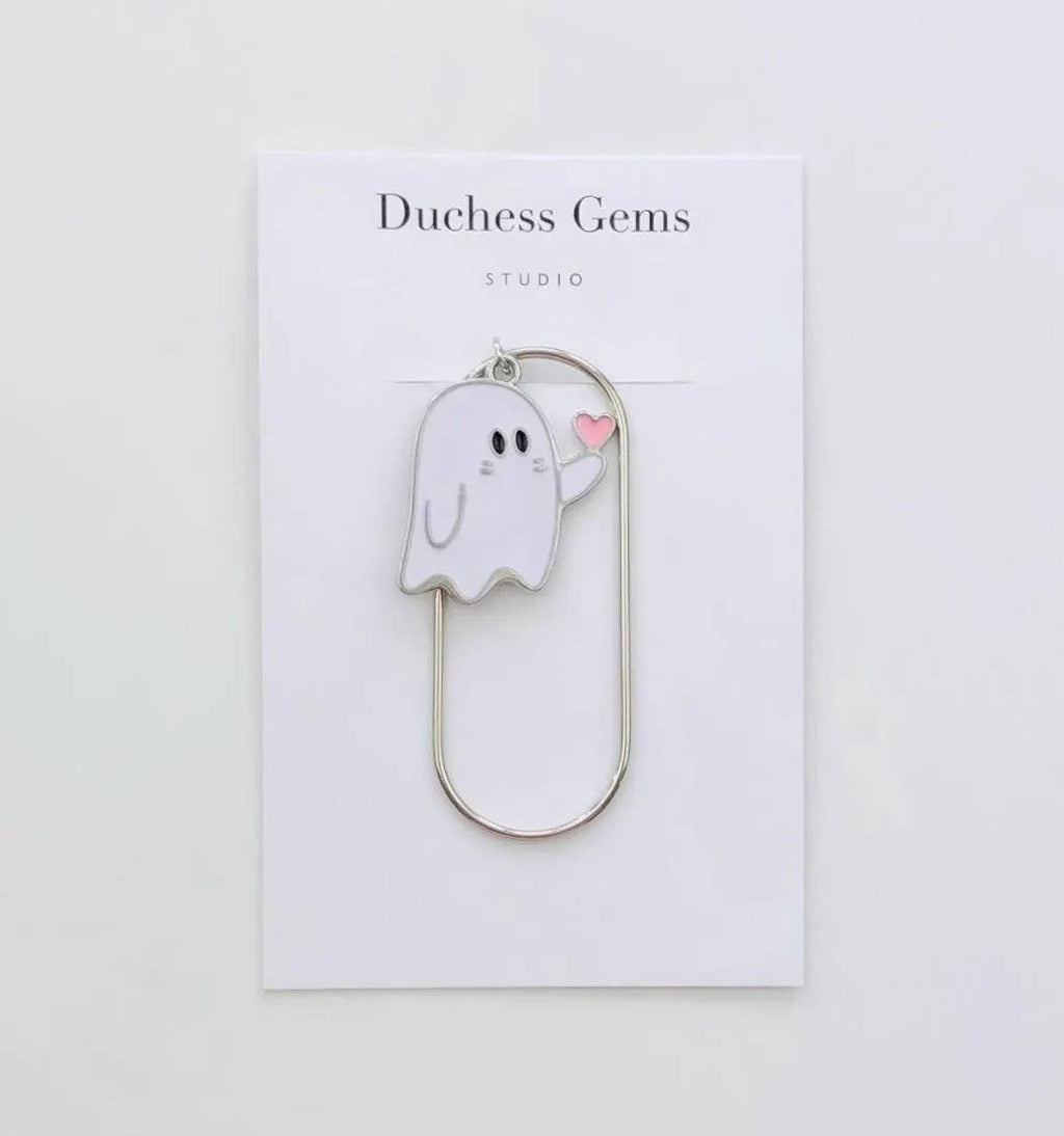 Ghost Heart Charm Paperclip, Spooky Bookish Notebook Clip