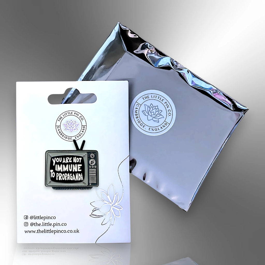 You Are Not Immune To Propaganda Retro Television Pin