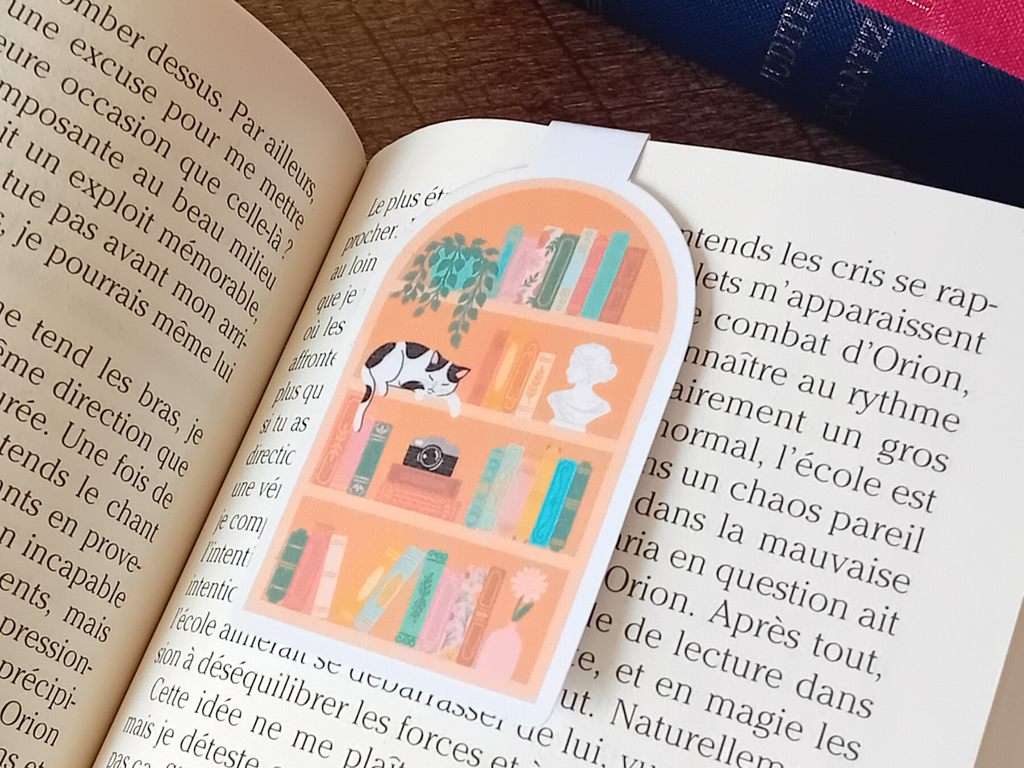 Library and Cat- Magnetic Bookmark