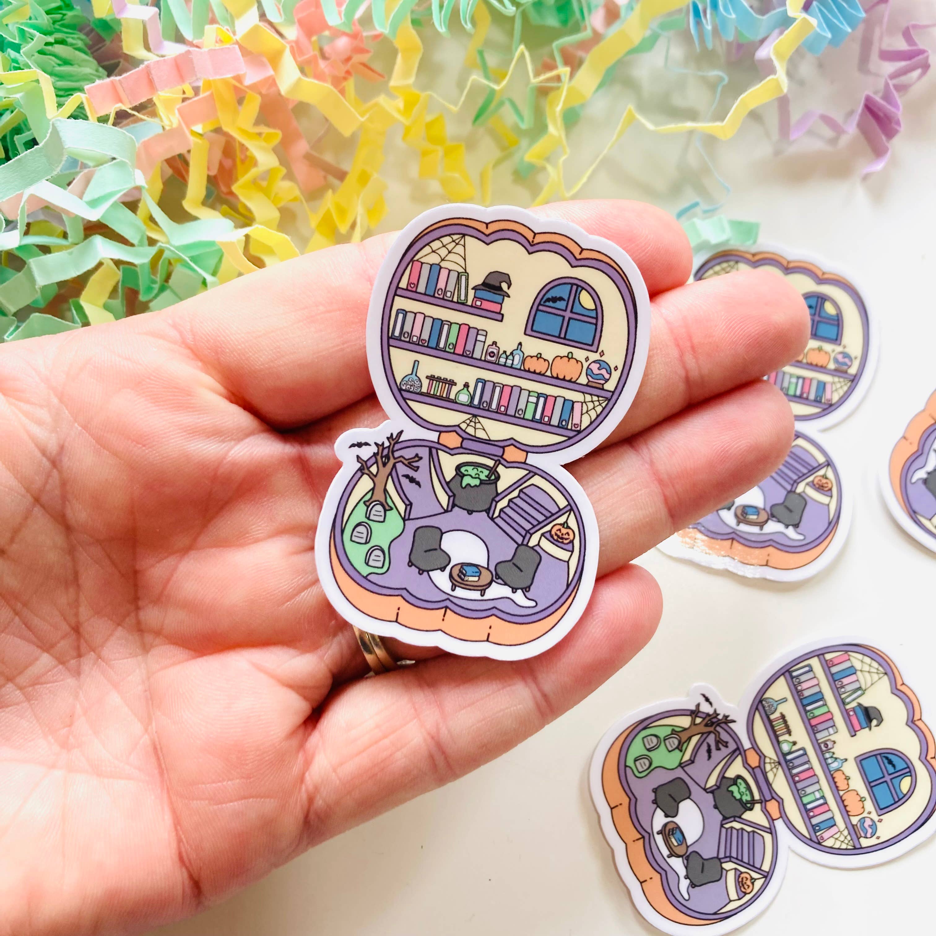 Retro Spooky Pocket Library - Die Cut Sticker