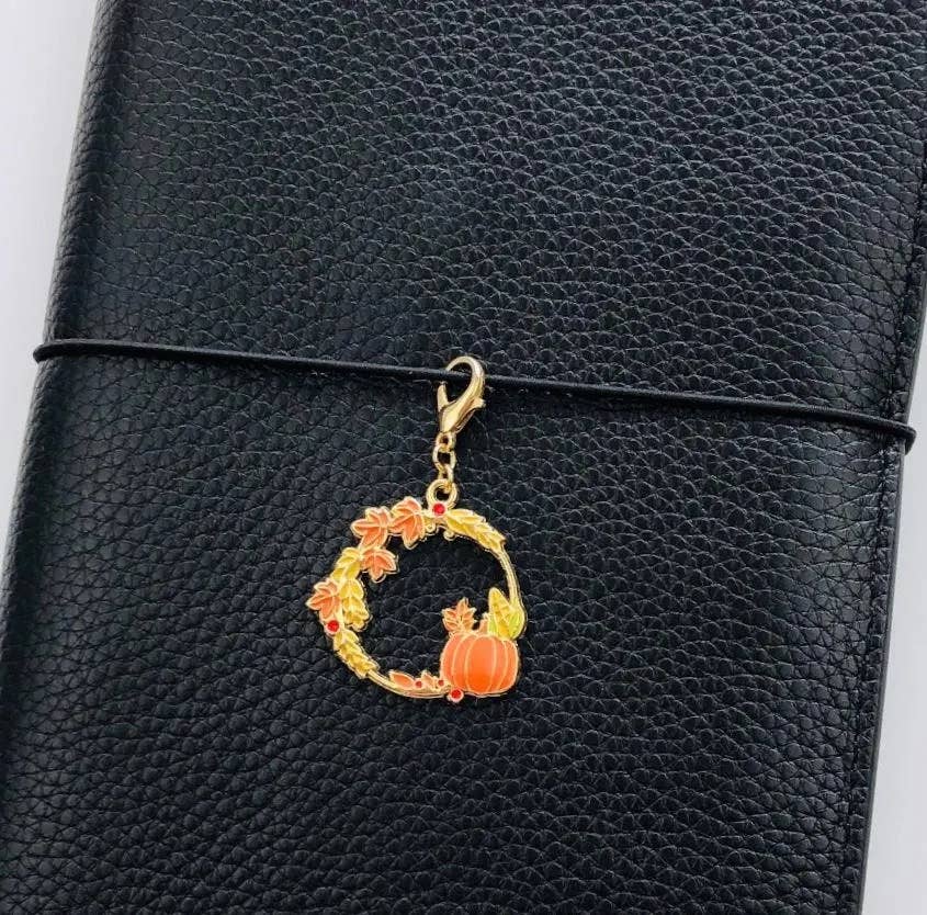 Pumpkin Wreath Journal Charm, Autumn Planner Charm