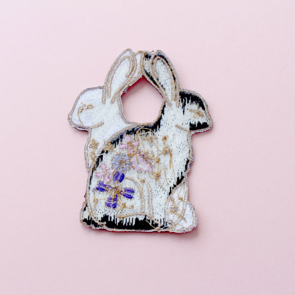 Floral Rabbits - Embroidered Patch