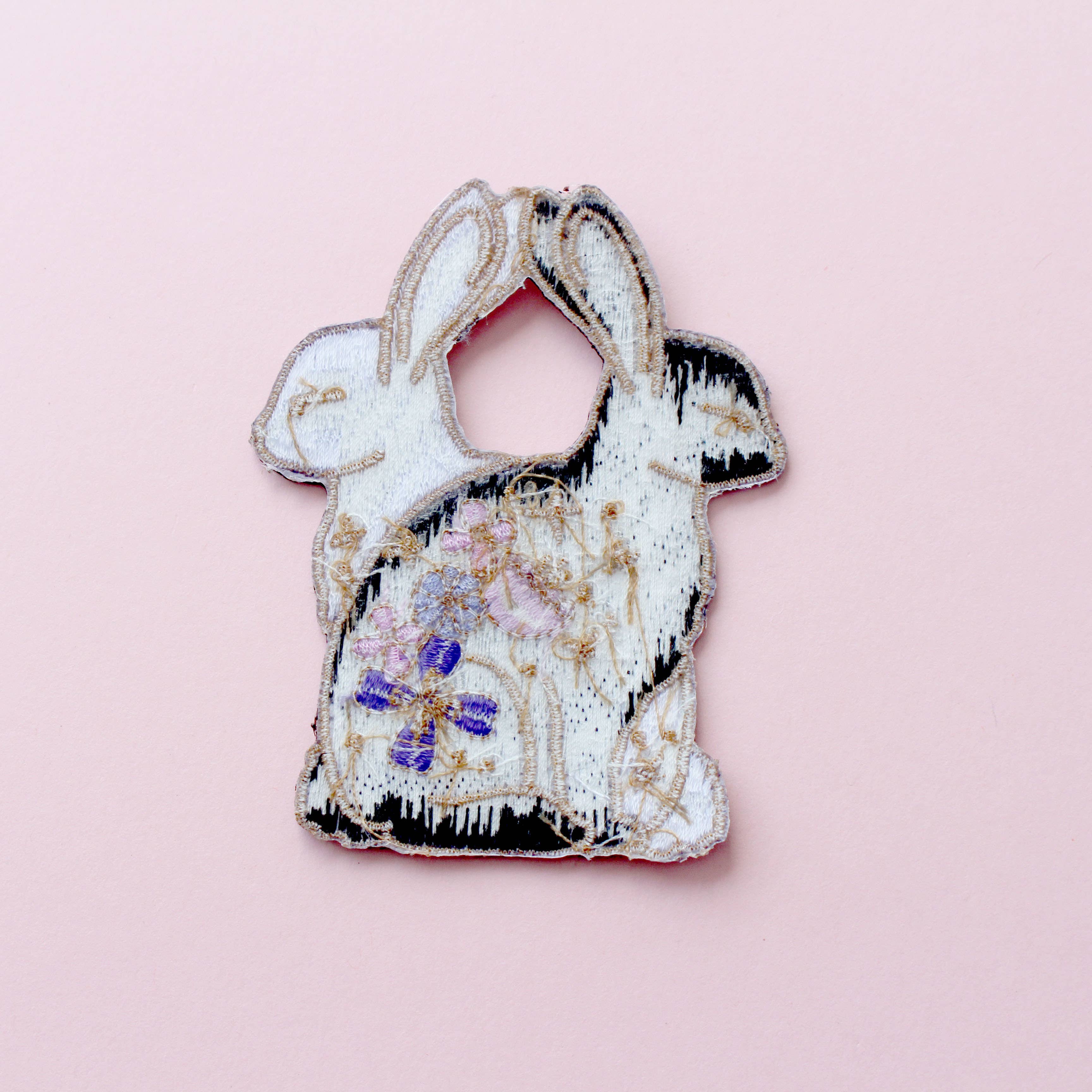 Floral Rabbits - Embroidered Patch