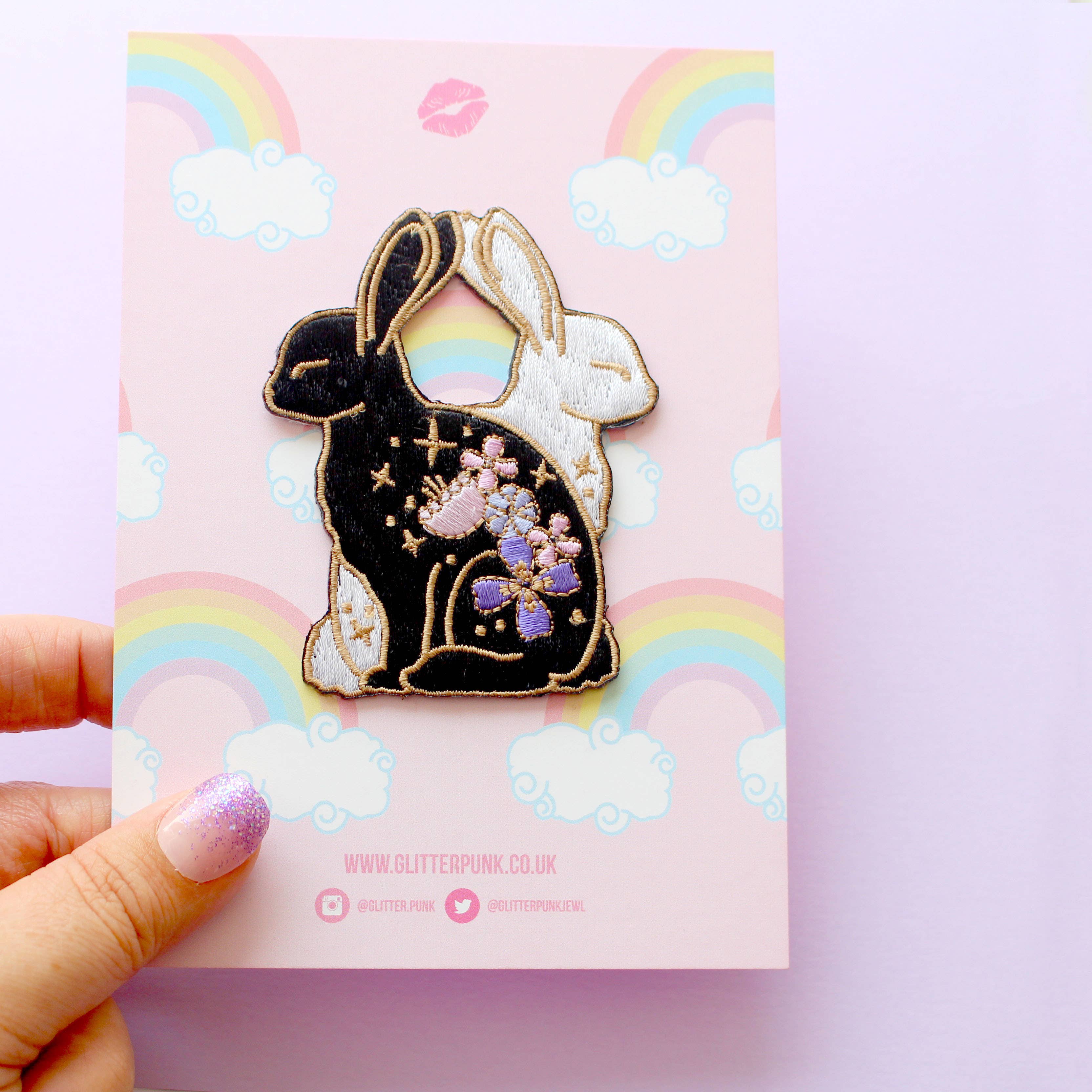 Floral Rabbits - Embroidered Patch