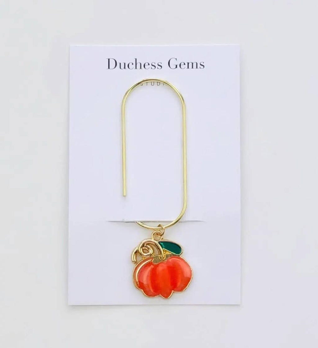 Pumpkin Charm Book Paperclip, Autumn Bookish Notebook Clip