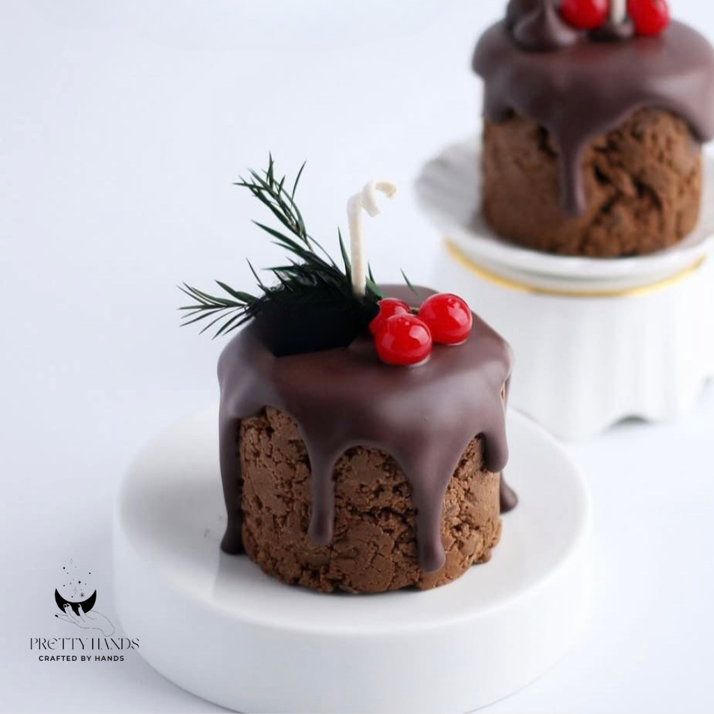 Set Of Two Christmas Cake Candles | Handmade Soy Candle