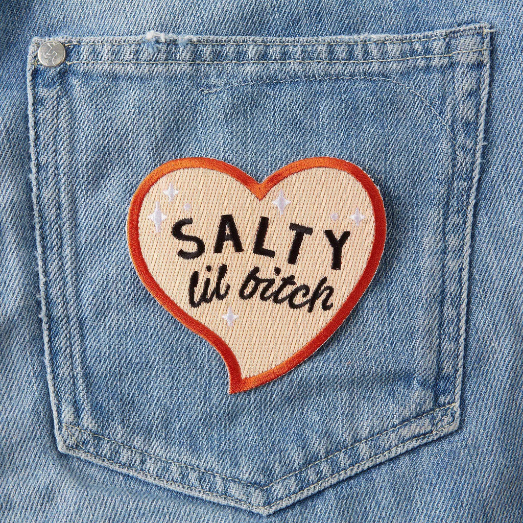 Salty Lil Bitch Heart Shaped - Embroidered Iron On Patch