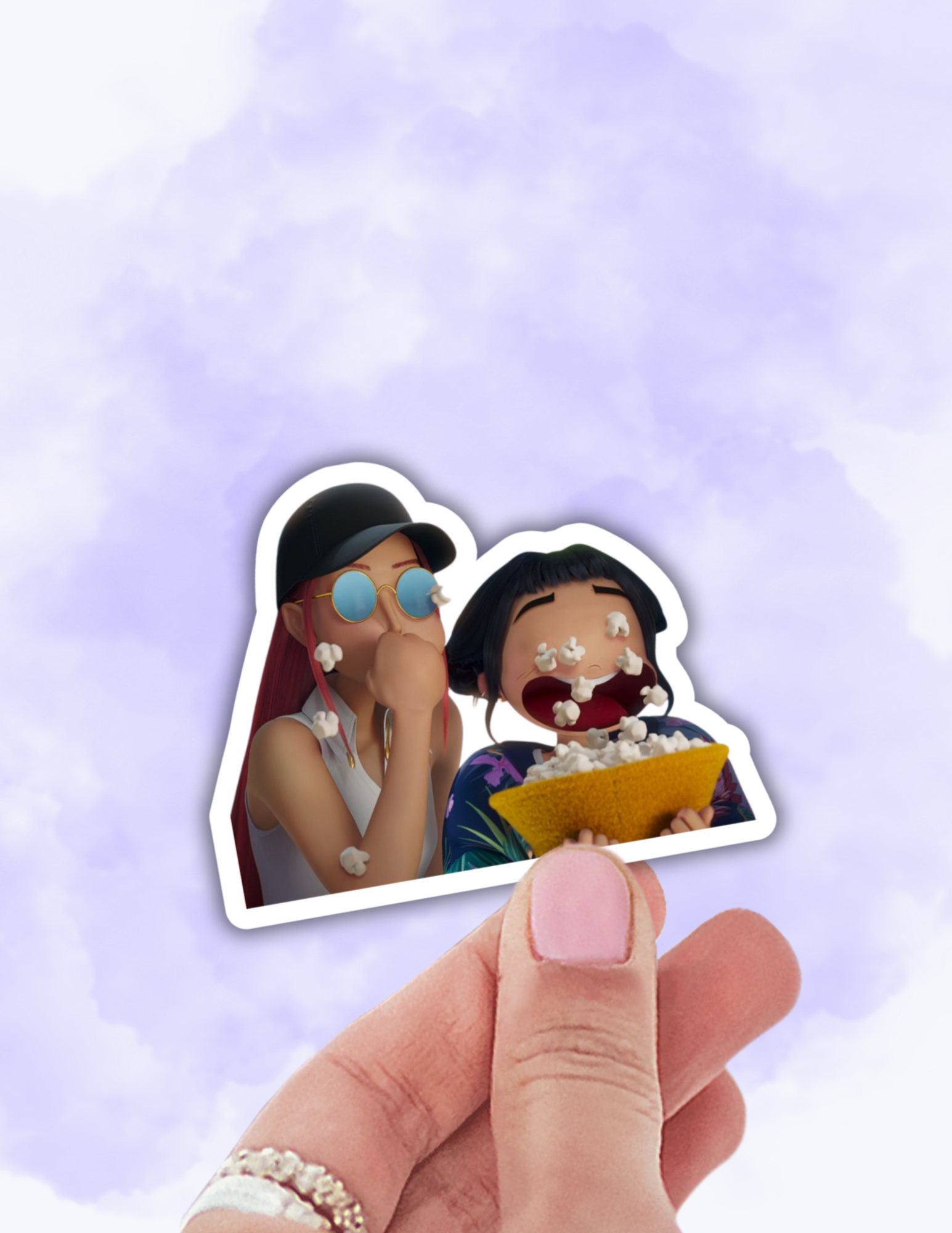 K Pop Demon Hunters -Huntrix & Popcorn - Laptop Sticker