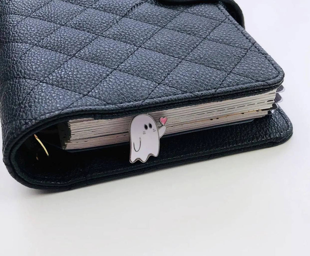 Ghost Heart Charm Paperclip, Spooky Bookish Notebook Clip