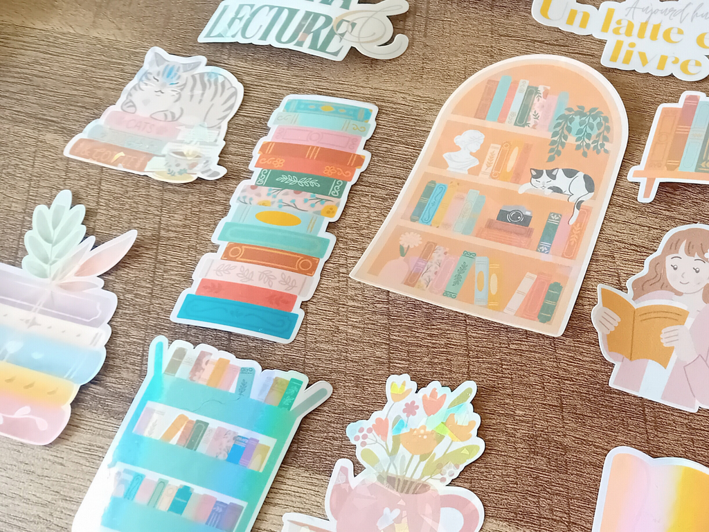 Books and Tea Cup - Holographic Sticker