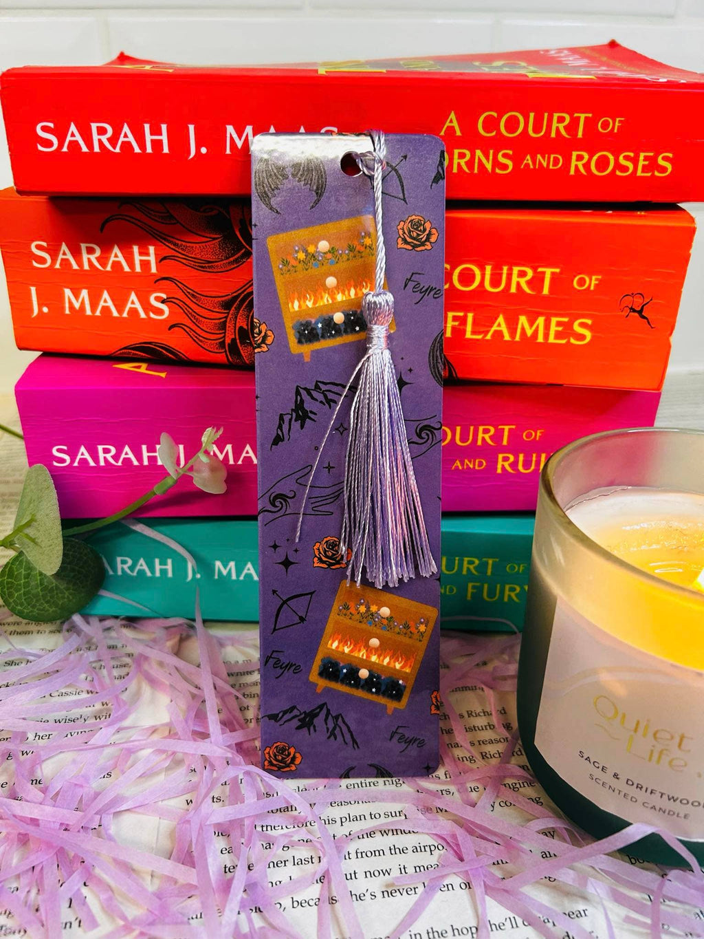 Feyre ACOTAR Bookmark – Drawers, Bat Wings, Mountains & Stars