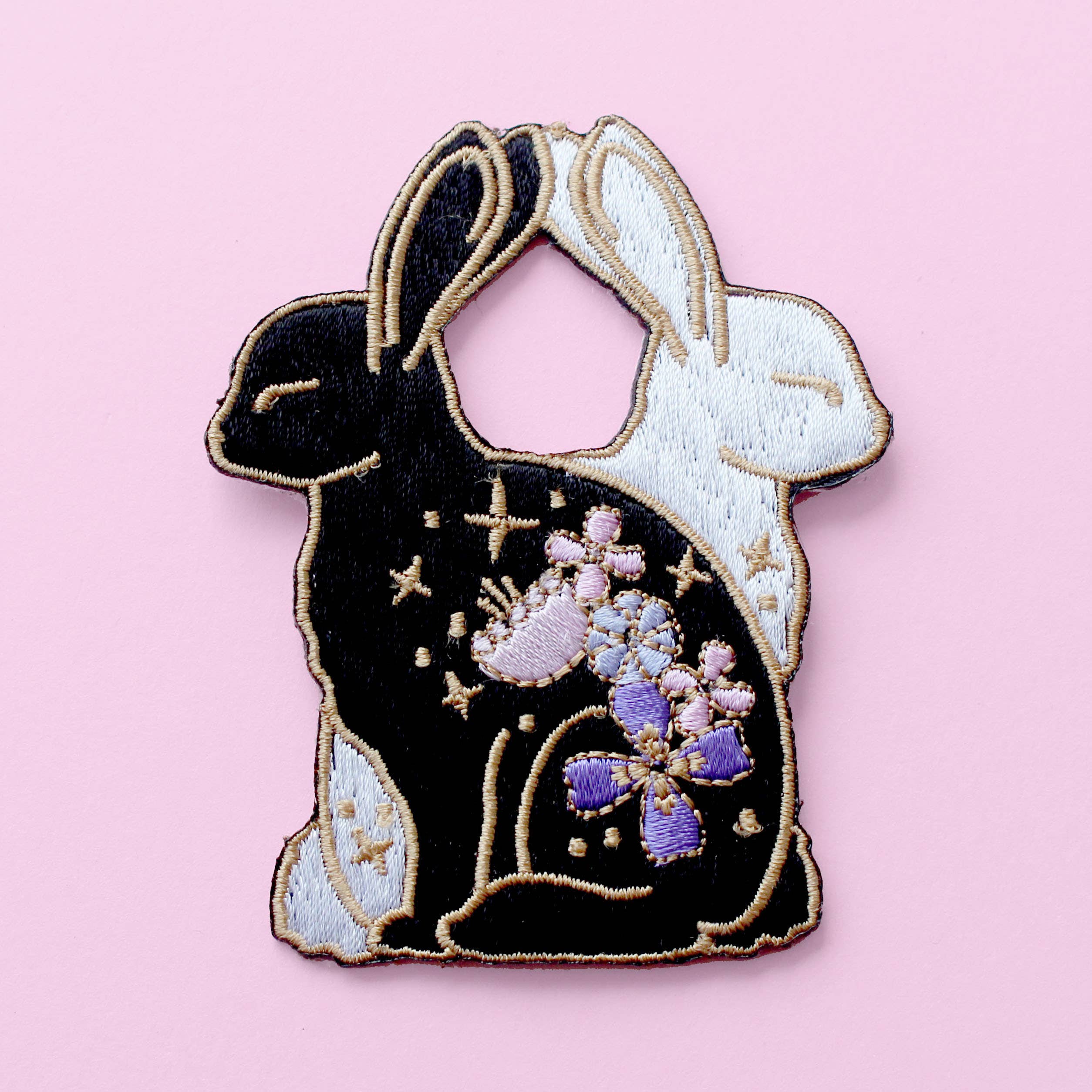 Floral Rabbits - Embroidered Patch
