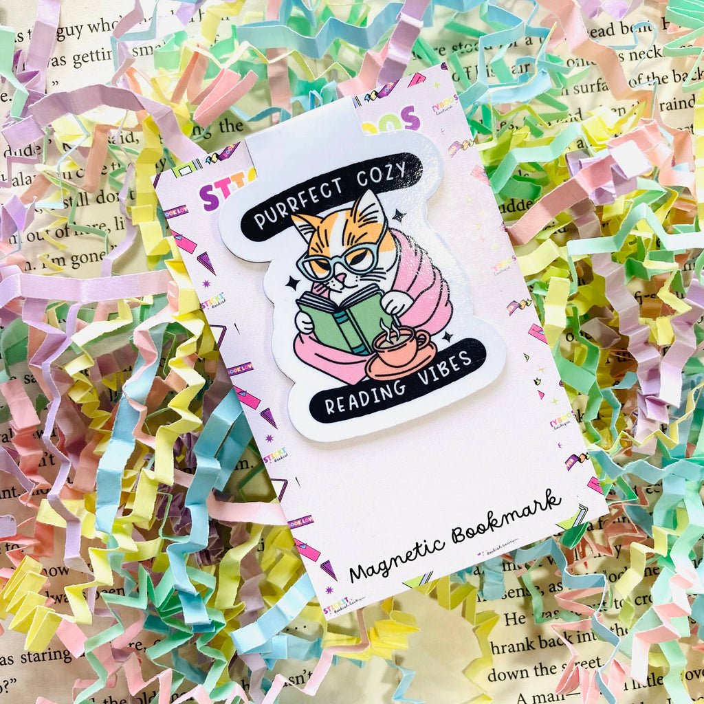 Purrfect Reading Vibes Magnetic Bookmark