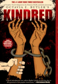 Book cover of 'Kindred' by Octavia E. Butler with hands and chains design.