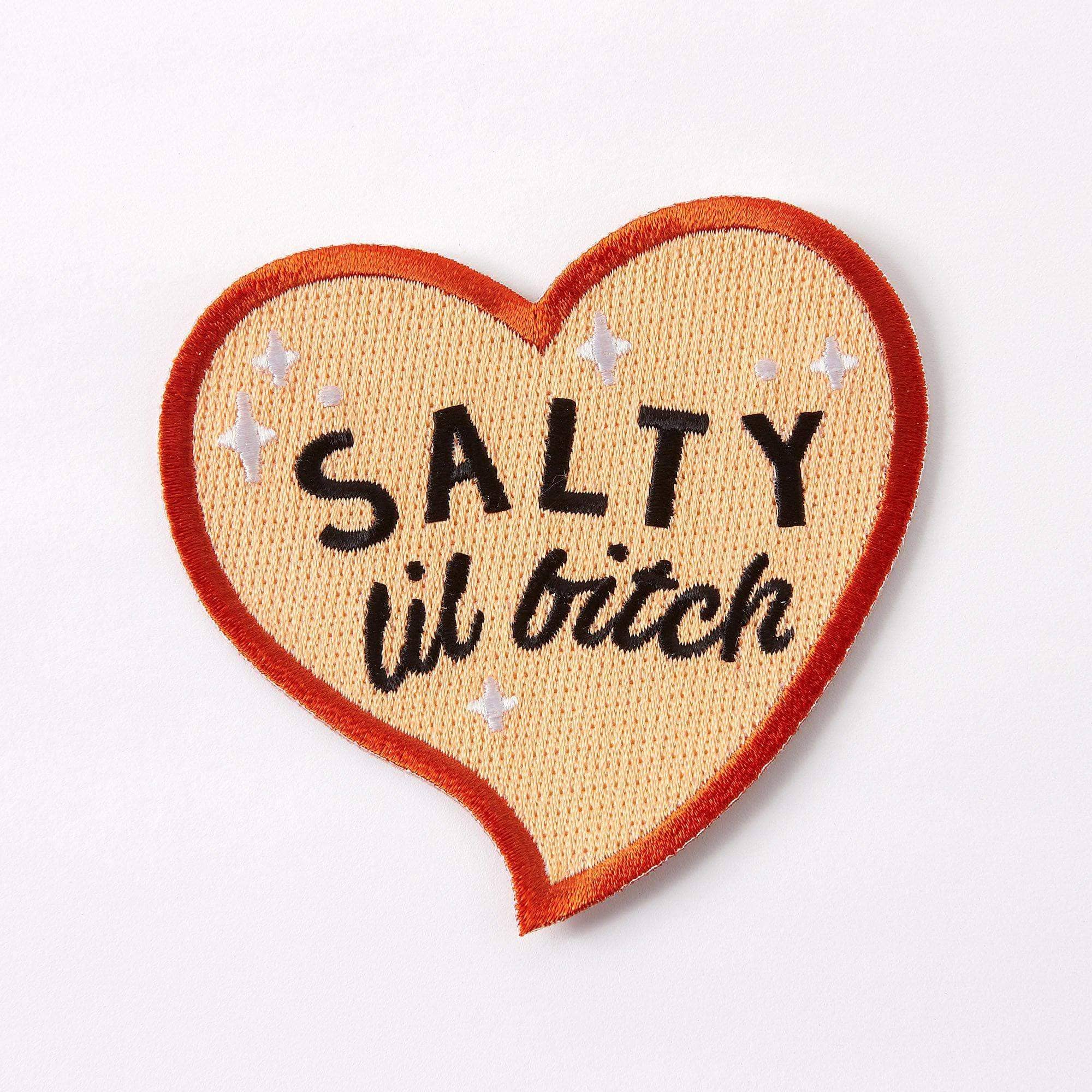Salty Lil Bitch Heart Shaped - Embroidered Iron On Patch