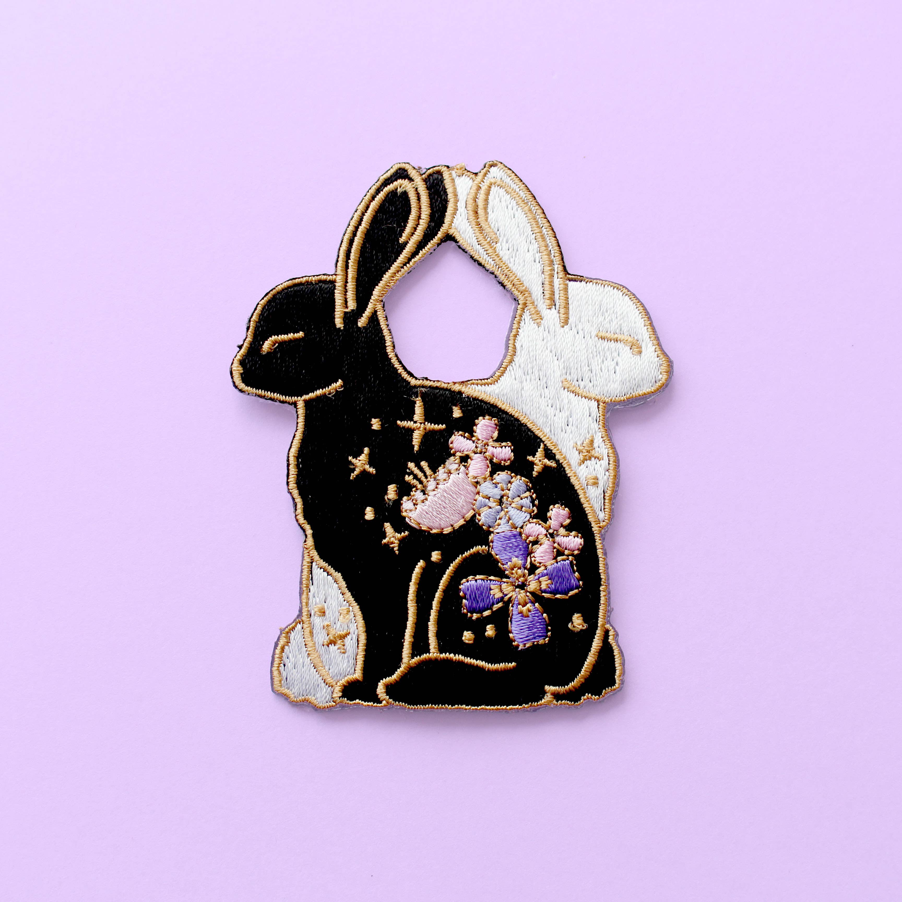 Floral Rabbits - Embroidered Patch
