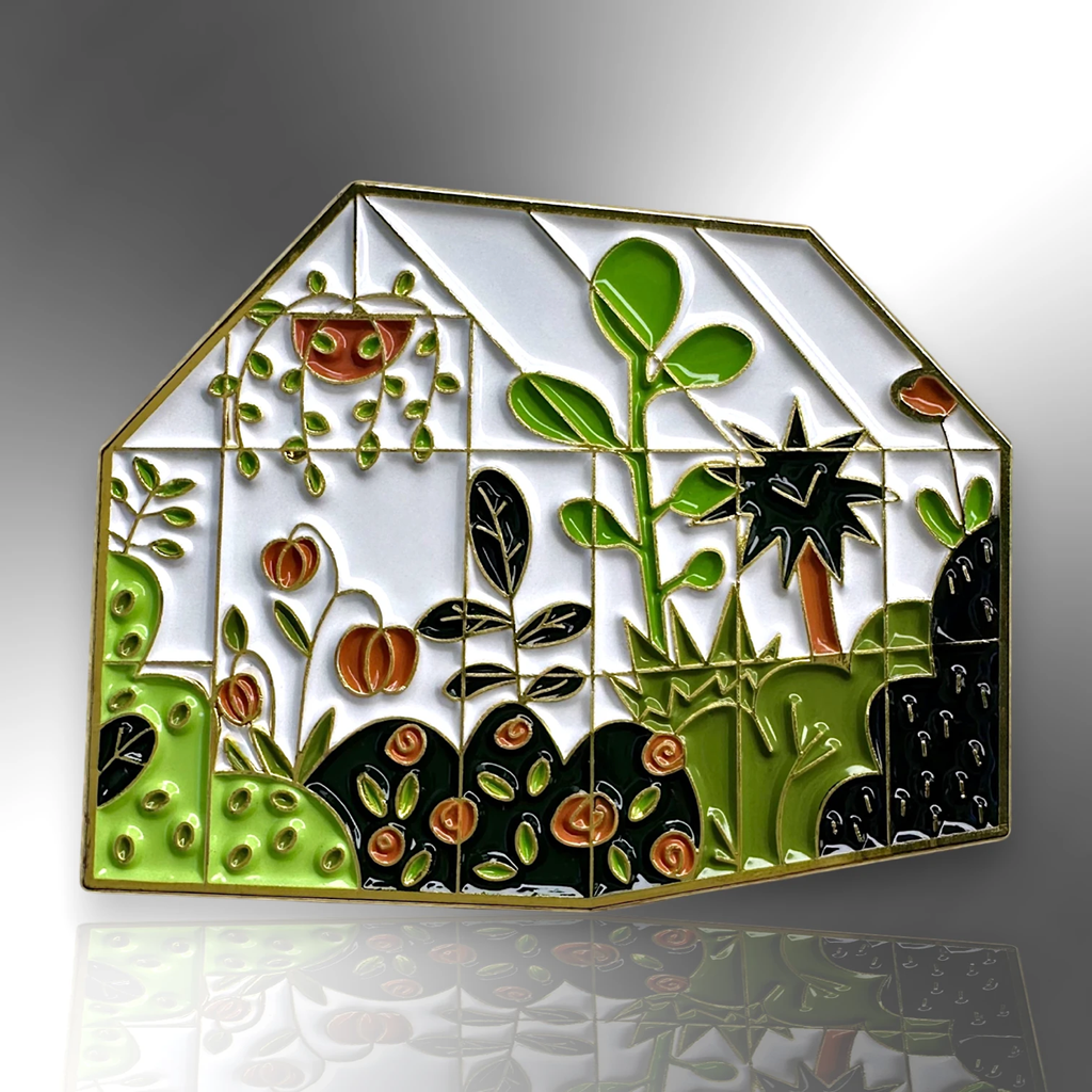 Greenhouse With Plants Enamel Pin Badge