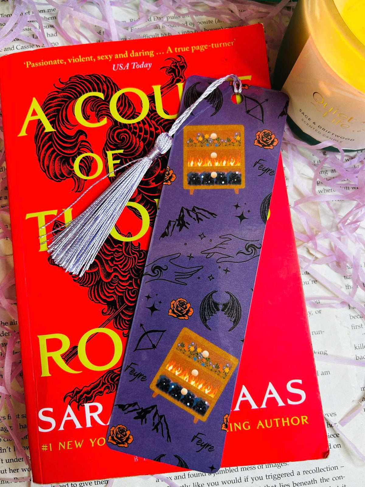 Feyre ACOTAR Bookmark – Drawers, Bat Wings, Mountains & Stars