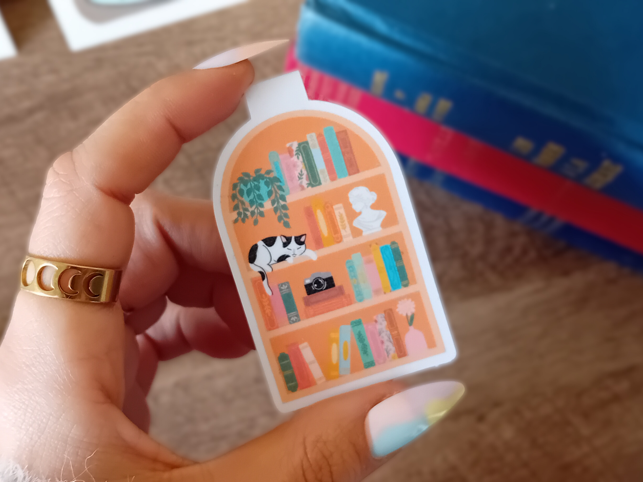 Library and Cat- Magnetic Bookmark