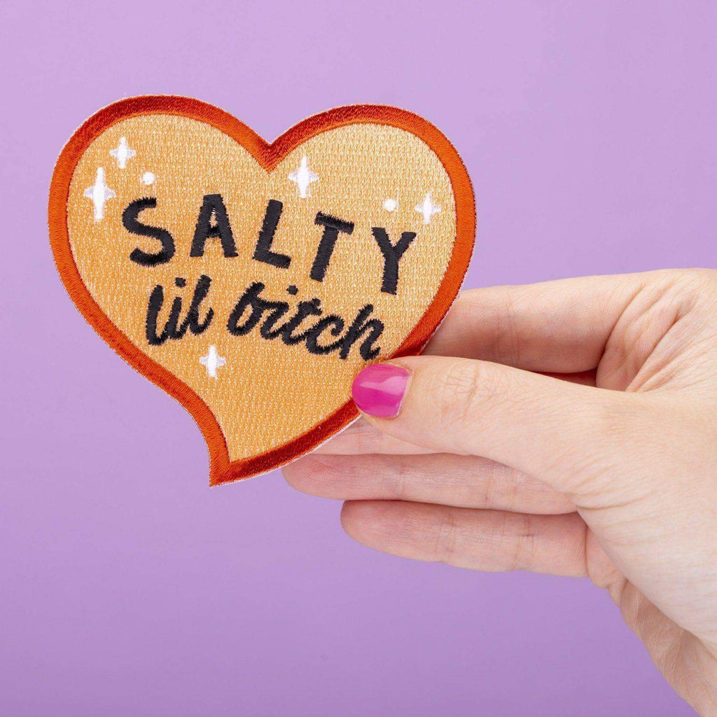 Salty Lil Bitch Heart Shaped - Embroidered Iron On Patch