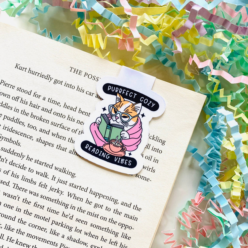 Purrfect Reading Vibes Magnetic Bookmark