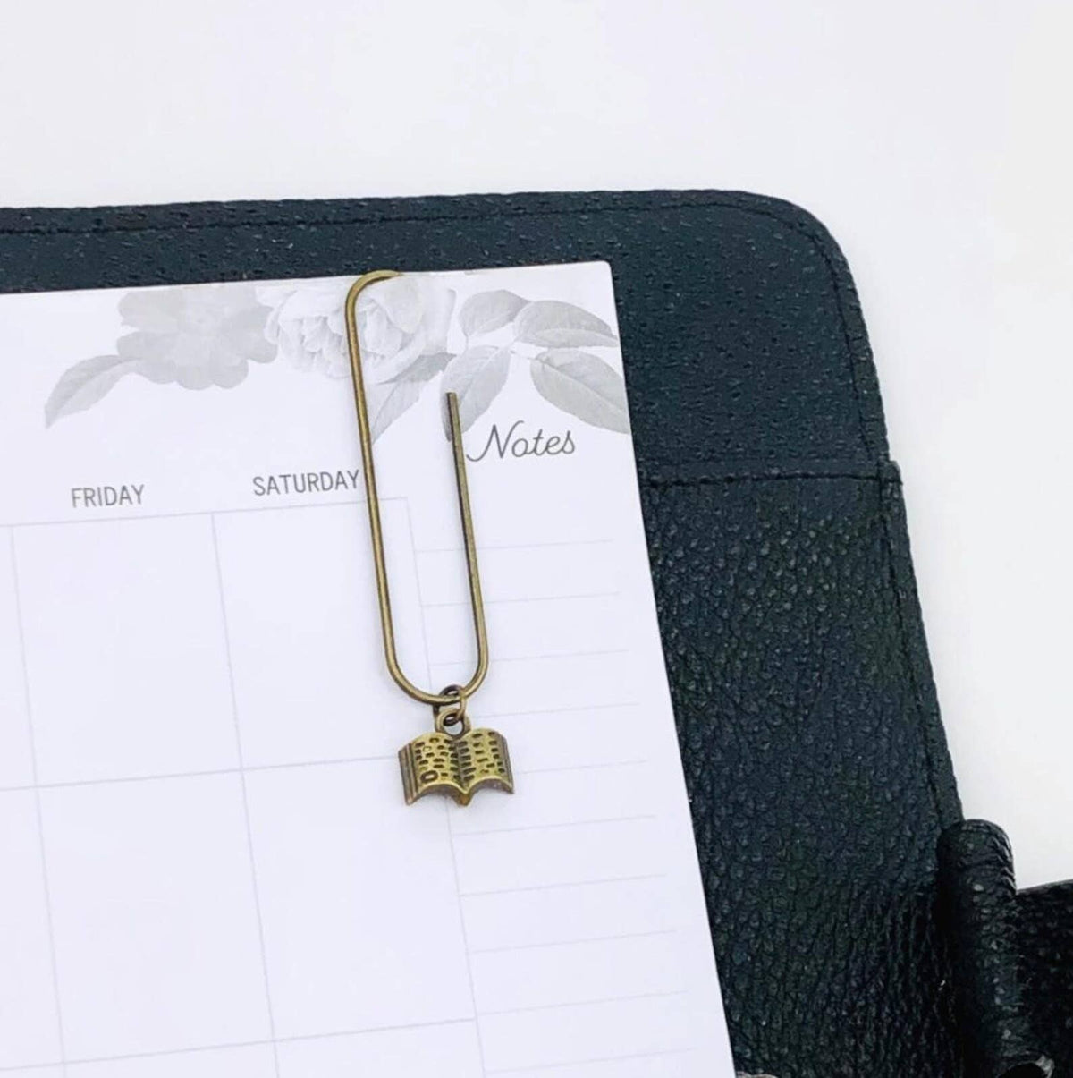 Bronze Book Charm Book Paperclip, Bookish Notebook Clip