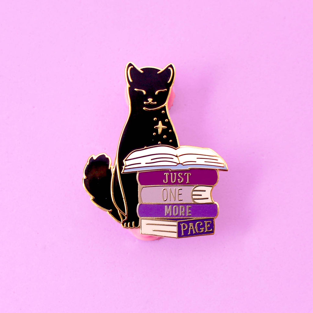 Just One More Page Book Cat - Enamel Pin