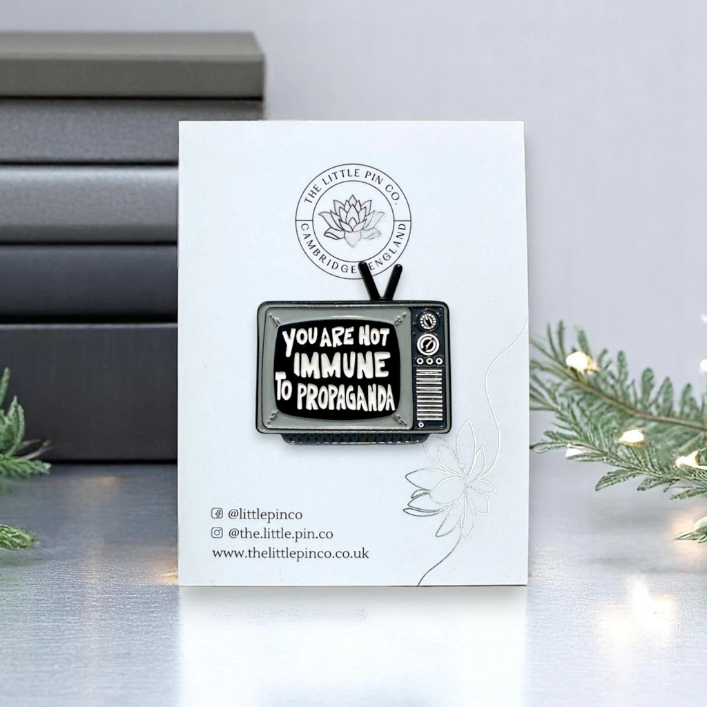 You Are Not Immune To Propaganda Retro Television Pin
