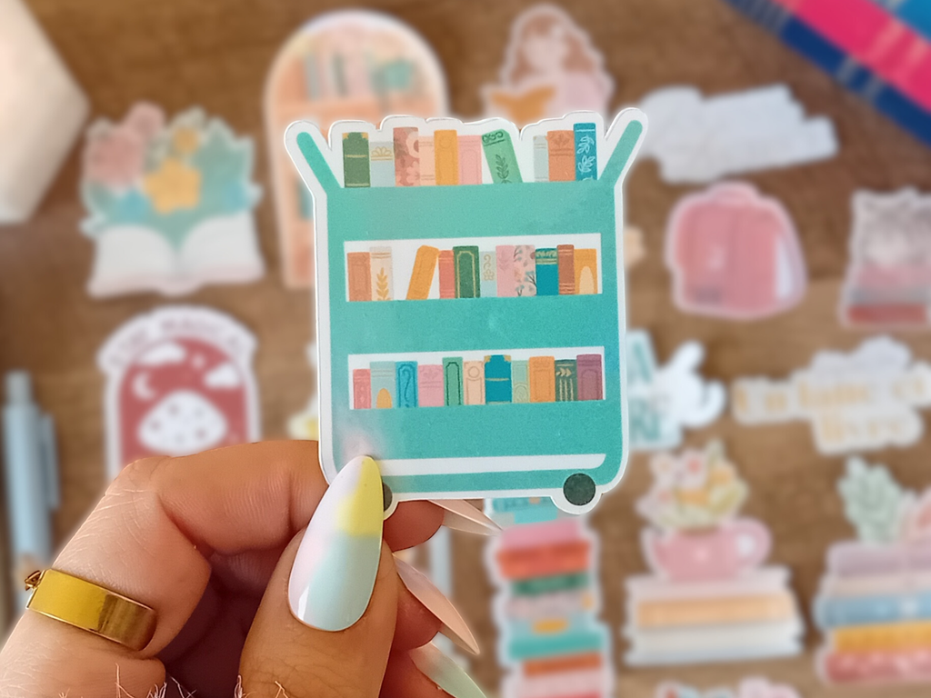 Cart Full of Books - Holographic Sticker