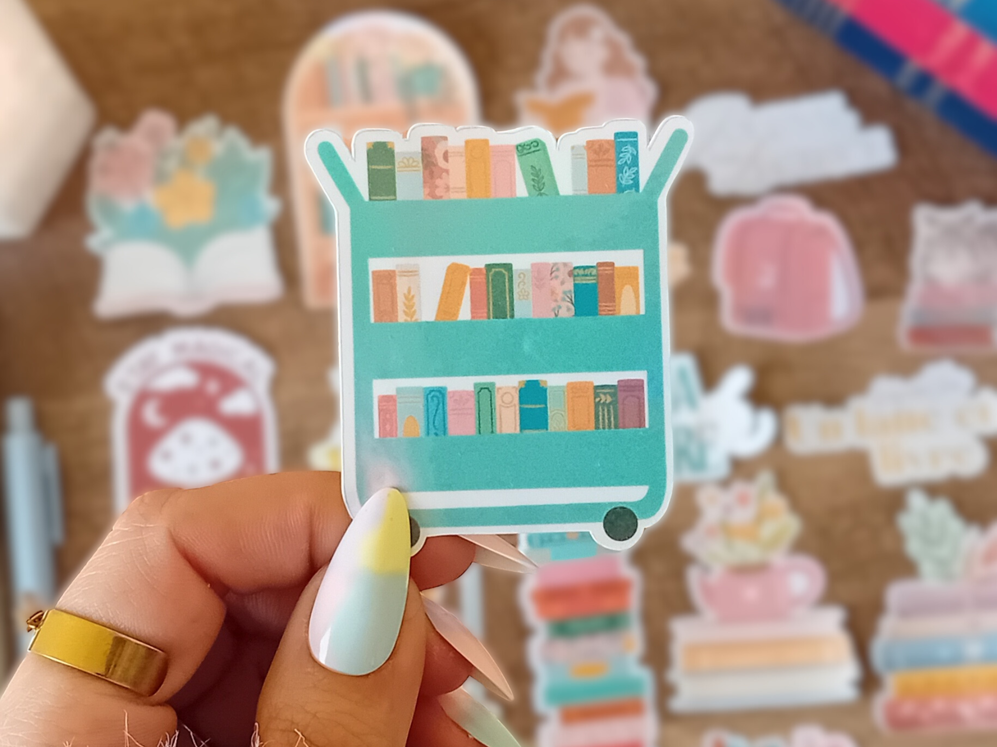 Cart Full of Books - Holographic Sticker