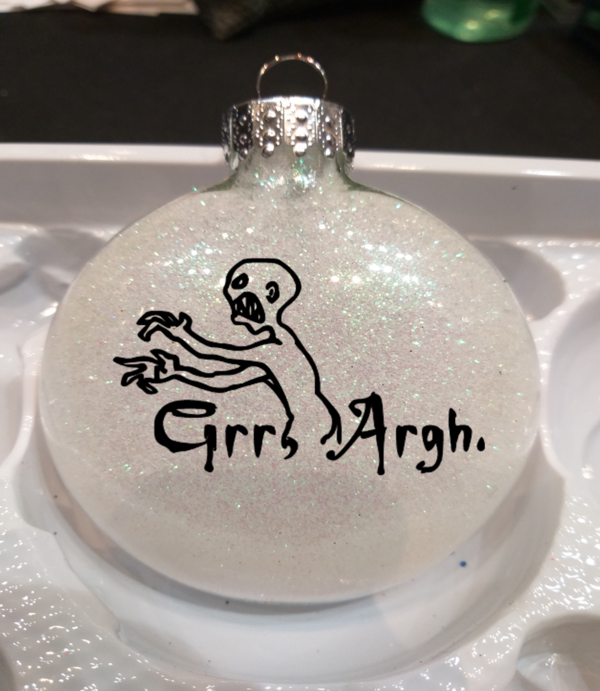 Grr Argh Buffy Glitter Christmas Ornament Shatterproof Horror Halloween Metaphysical