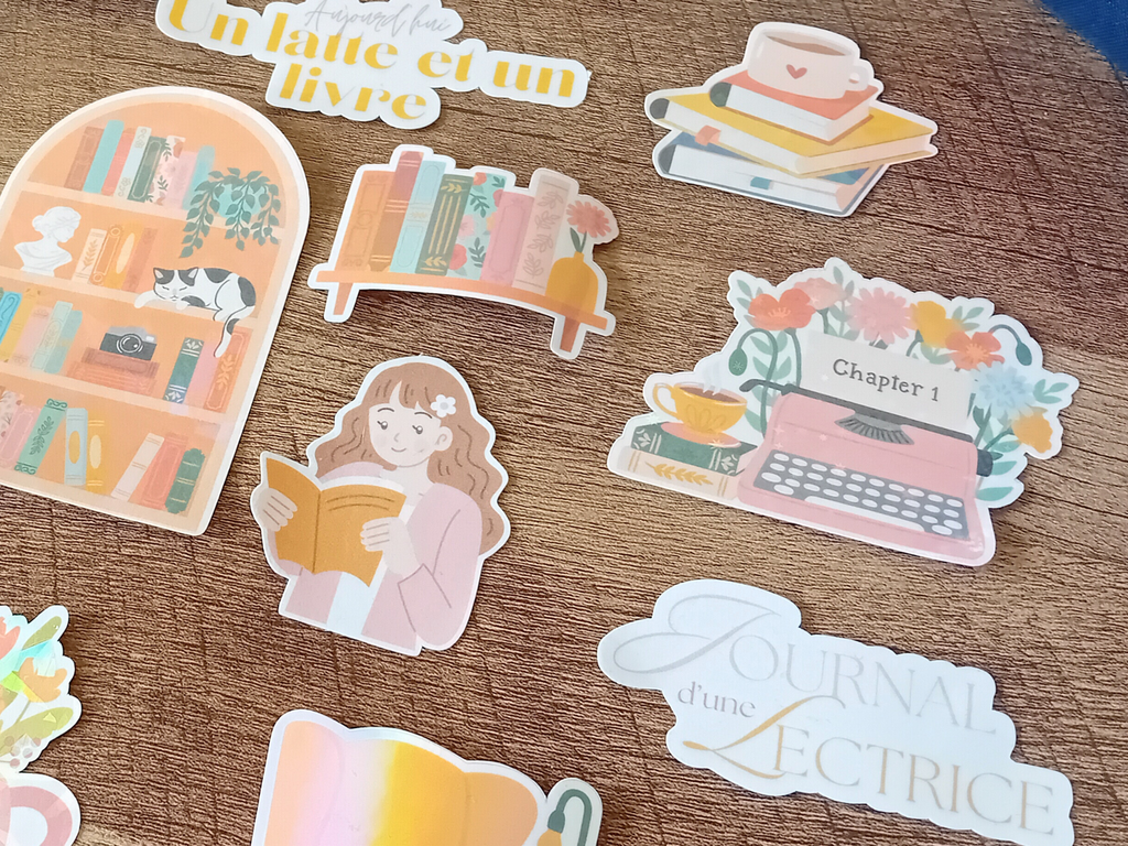 Books and Tea Cup - Holographic Sticker