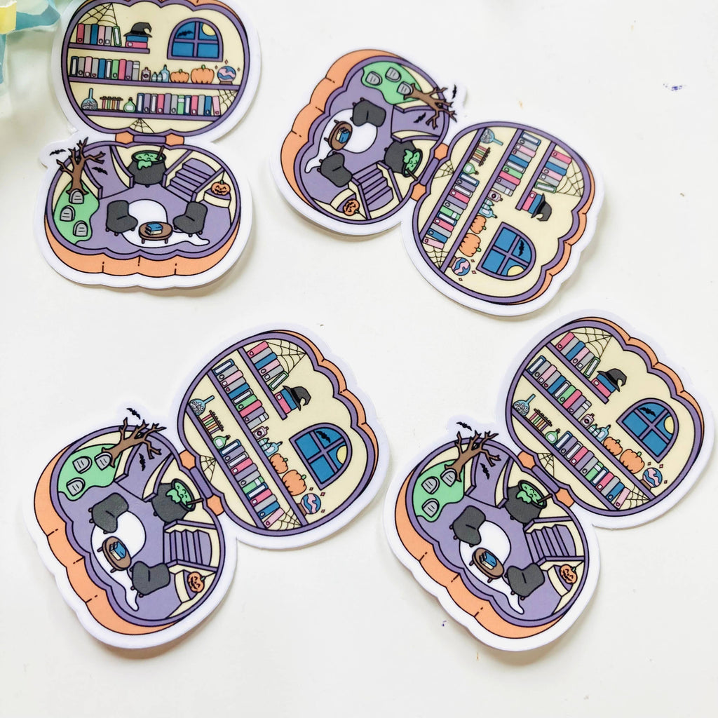 Retro Spooky Pocket Library - Die Cut Sticker